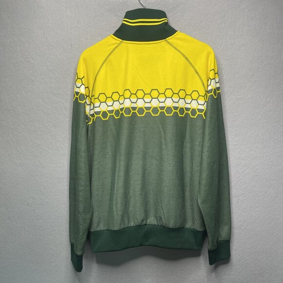 Le Tigre Mens Honeycomb Pattern Track Jacket Green Yellow L - Picture 6 of 7